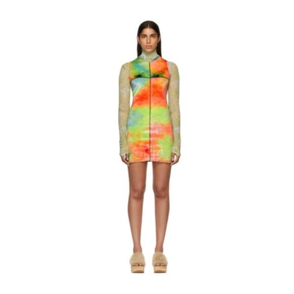 ECKHAUS LATTA Multicolor Velvet Mini Dress Candy Crush Tie Dye Sz M $280 {NN53} - Picture 1 of 5
